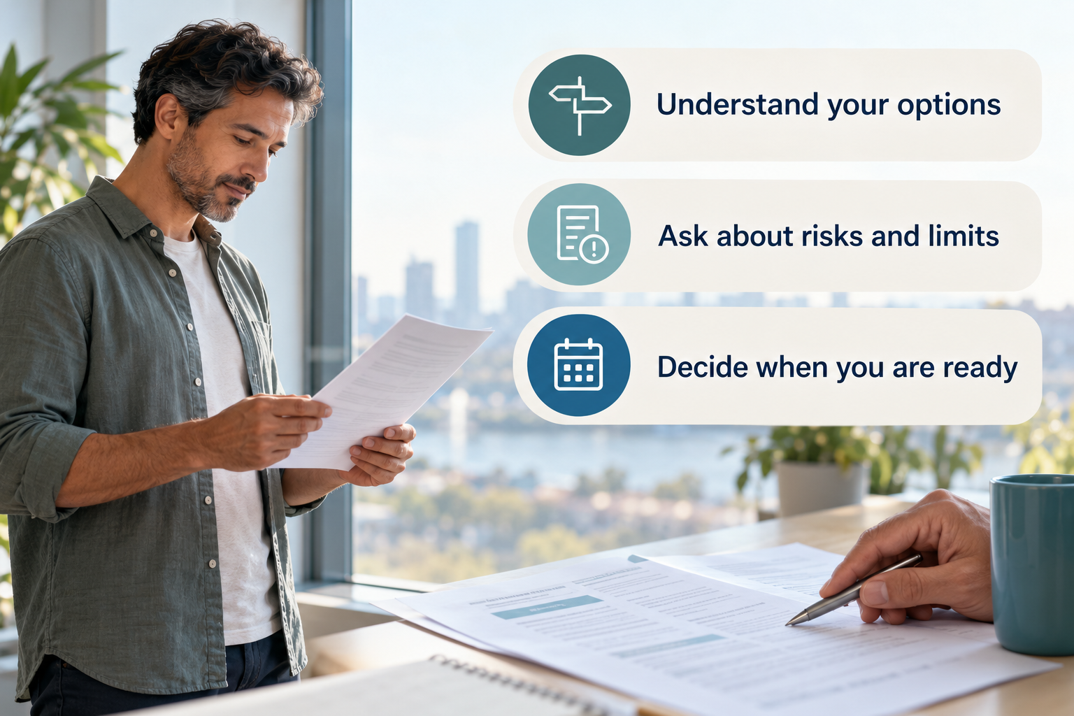 Information before a decision: Understand your options • Ask about risks and limits • Decide when you are ready