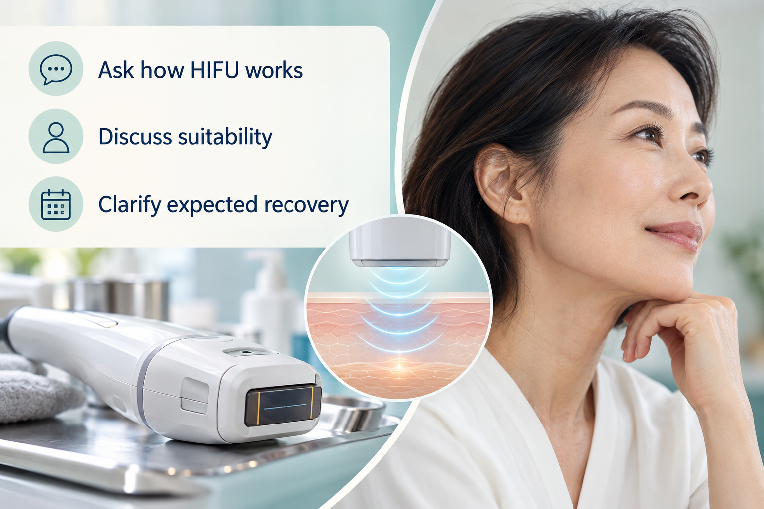 Reading about HIFU: Ask how HIFU works • Discuss suitability • Clarify expected recovery