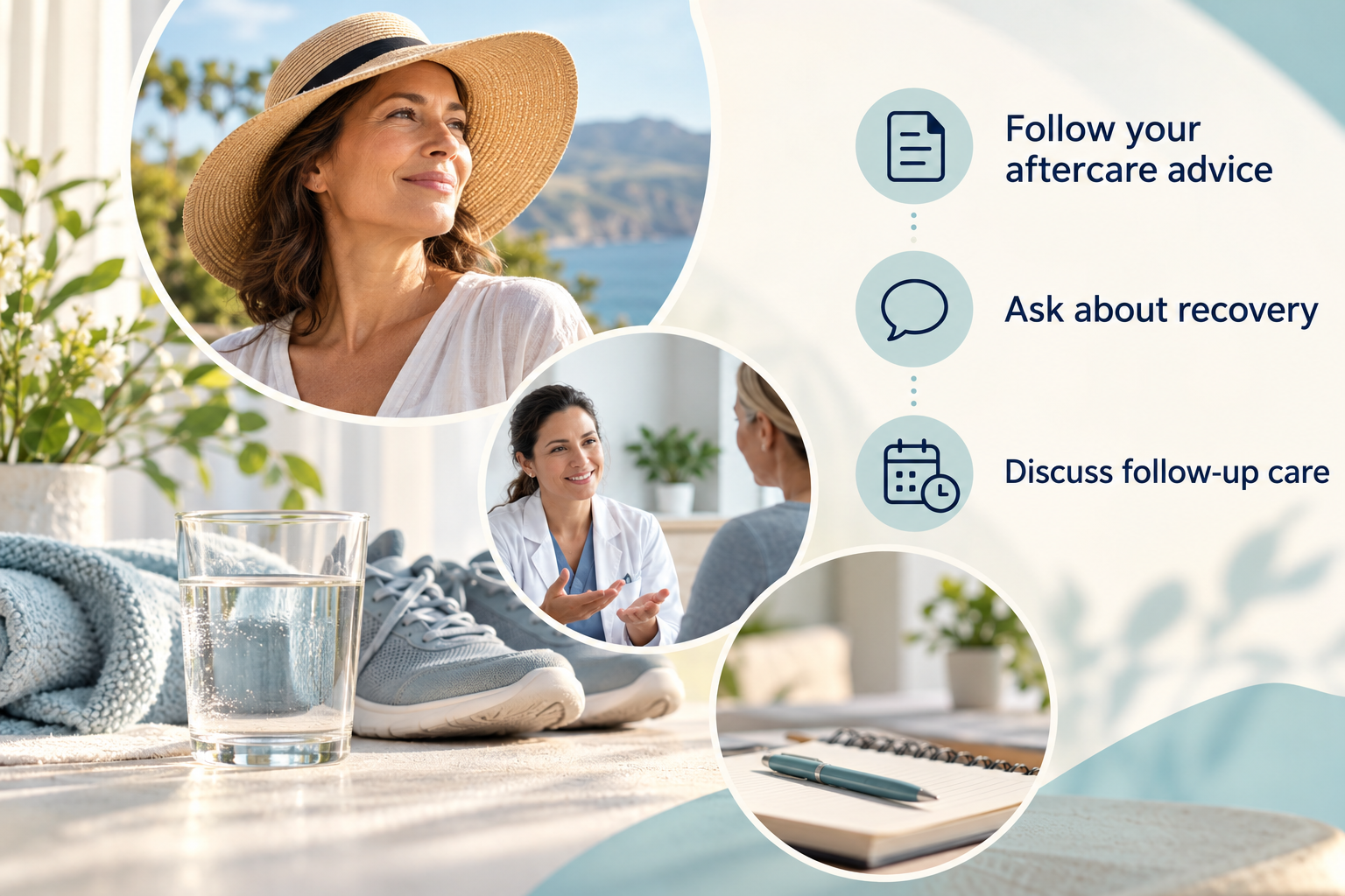 Aftercare and Maintaining Results: Follow your aftercare advice • Ask about recovery • Discuss follow-up care