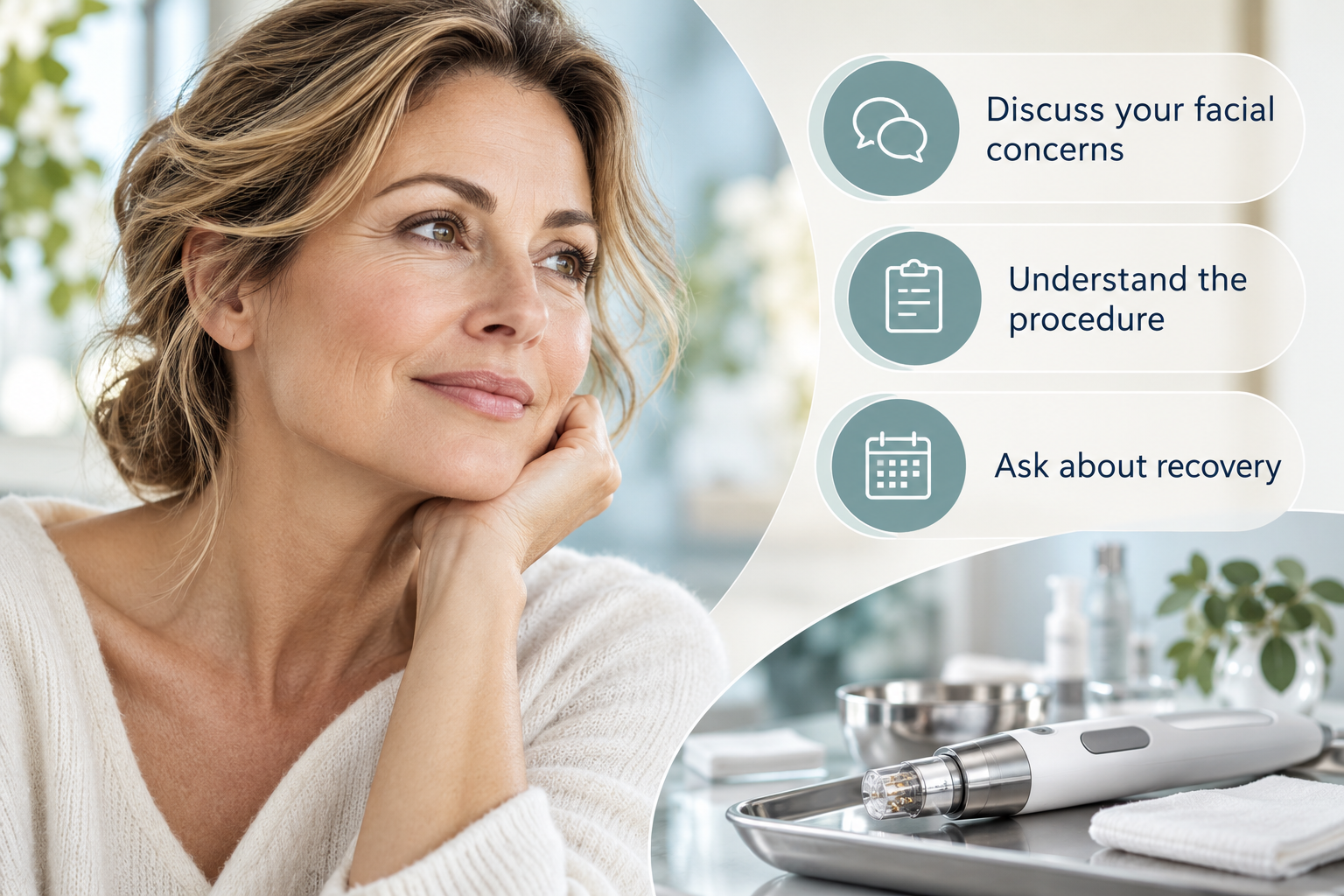 Natural Facial Rejuvenation: Discuss your facial concerns • Understand the procedure • Ask about recovery