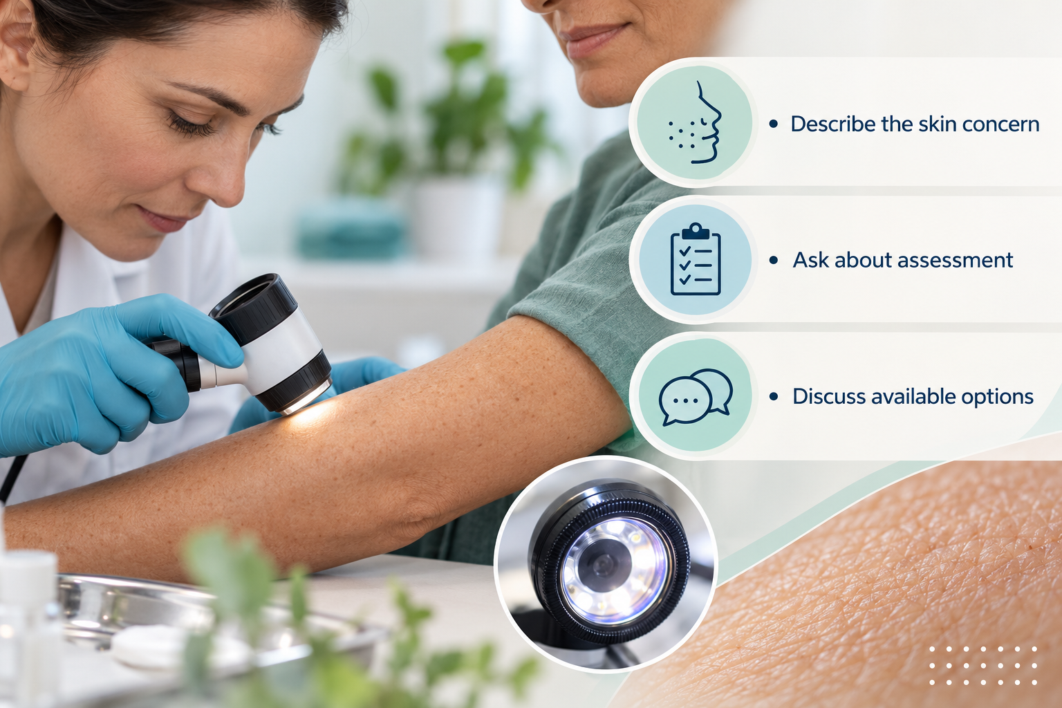 Skin Imperfections and Surface Concerns: Describe the skin concern • Ask about assessment • Discuss available options
